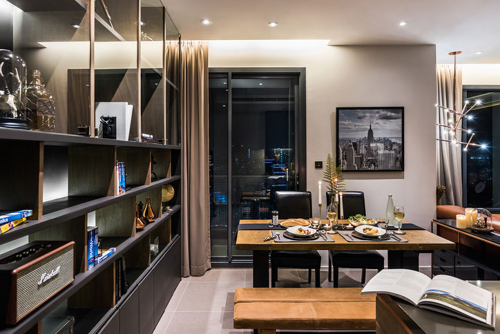 LIVING QUARTER modern luxury styled resident interior dining and bar zone