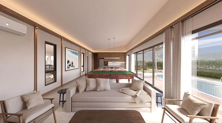 Huahin pool villa resident interior perspective living room