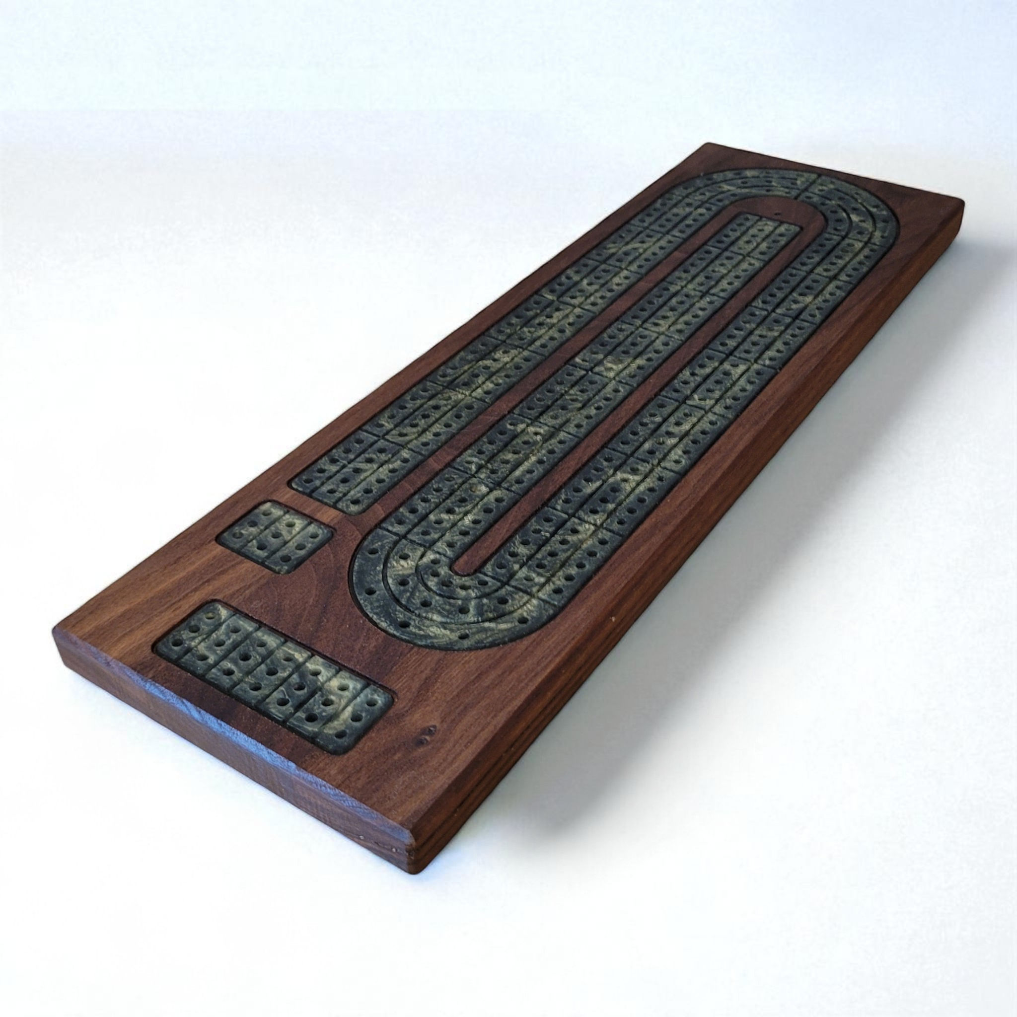 Dark Green Gold Cribbage Board