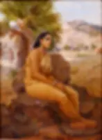 Shakuntala lost in Thoughts of Dushyant (1901) painting by Raja Ravi Varma
