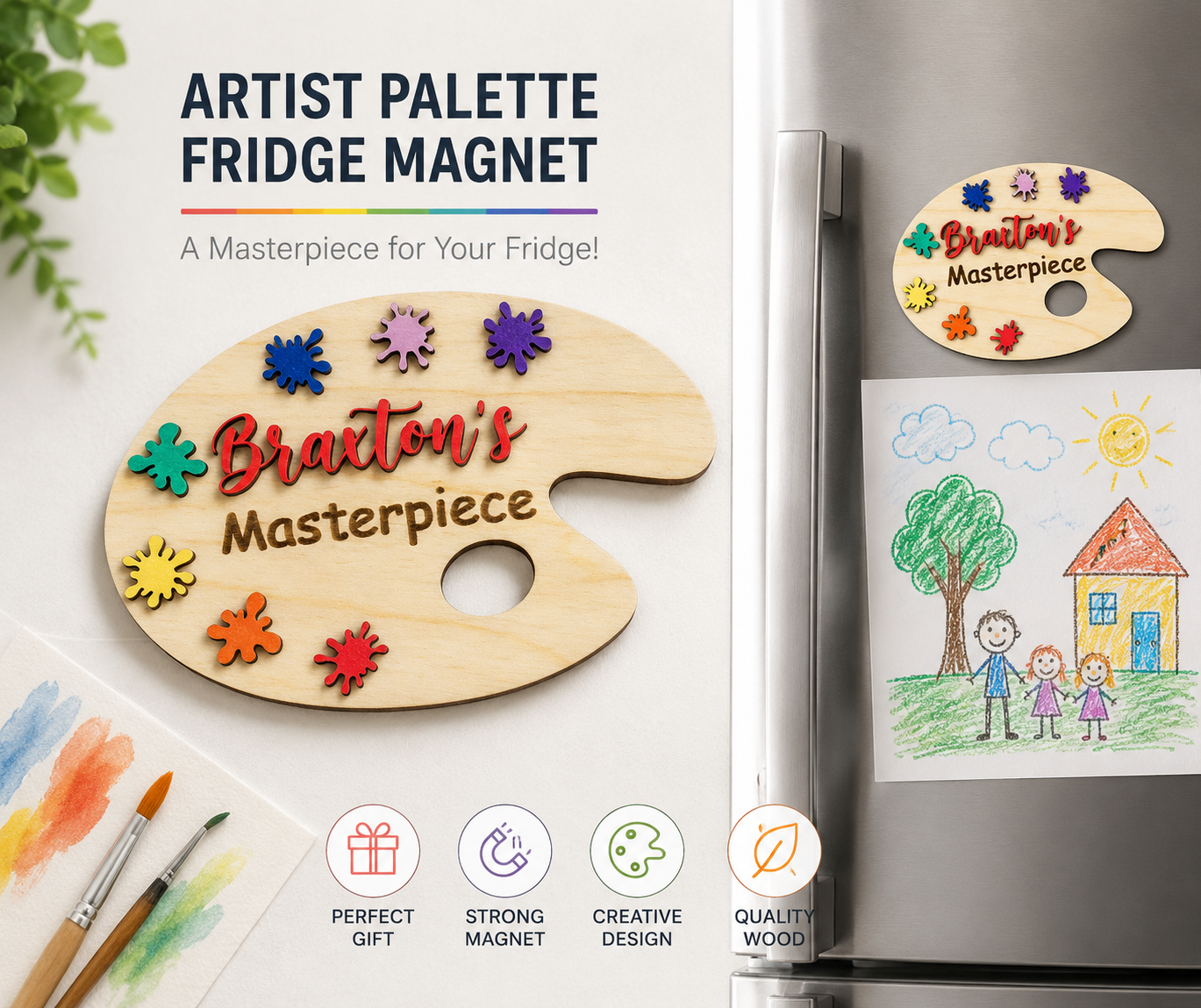Personalized “Masterpiece” Paint Palette Magnet