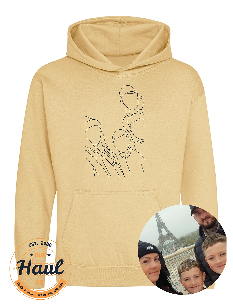 Thumbnail: Custom Family Line Drawing - Kids Hoodie