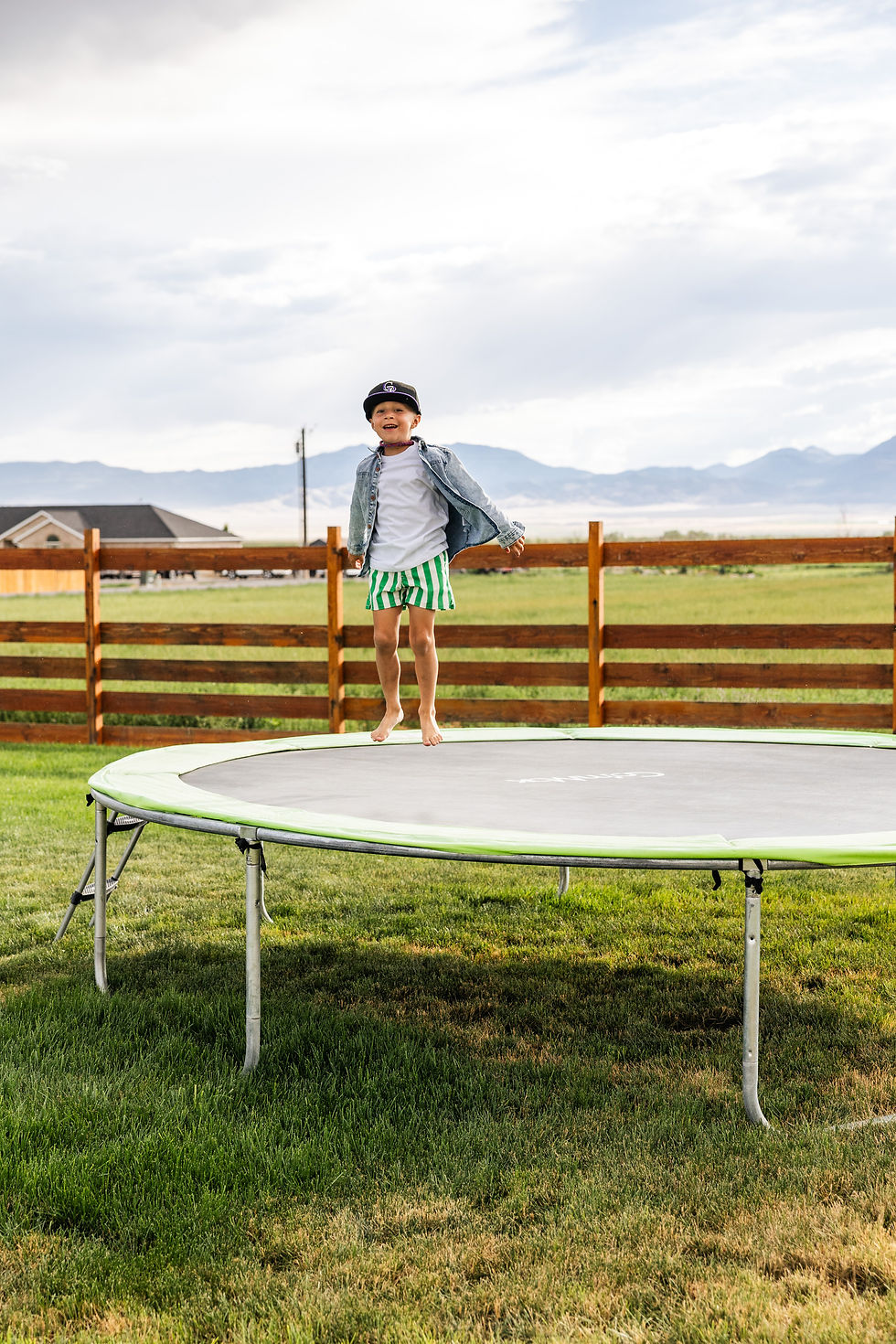 kid jumping on trampoline