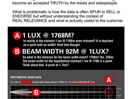 Choosing driving lights? Look at Photometric charts with care! Do not be misled by 1 LUX @ 'X&#3