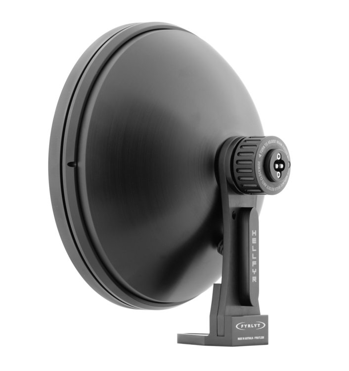 FYRLYT HELLFYR 12000 remote mount spotlight. CNC billet construction. CNC billet construction.
