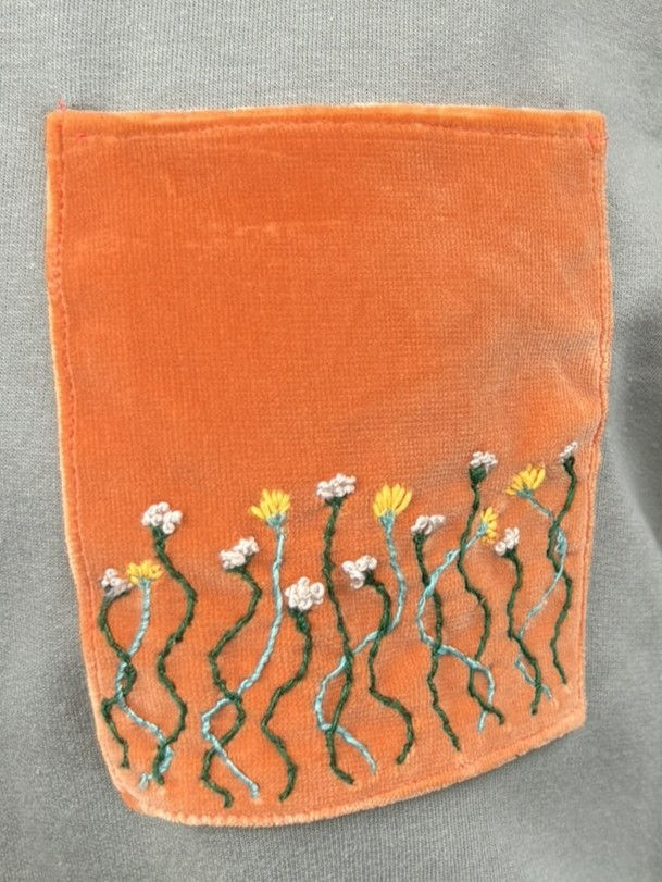 Thumbnail: Green Sweatshirt with Embroidered Velvet Pocket