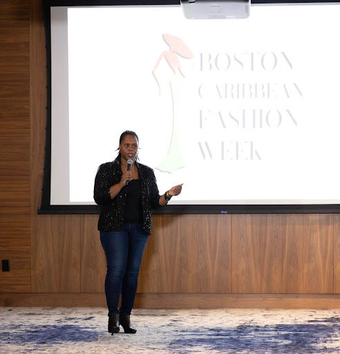 Althea Blackford shares sentiments at the BCFW Runway Show on Oct. 19, 2024. (Photo by Famous BTS Magazine)