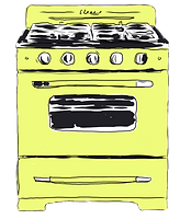 Yellow old school vintage oven