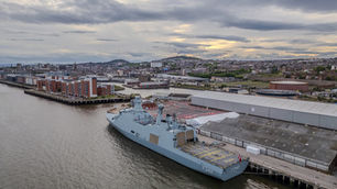 A huge Danish naval warship just docked in Dundee