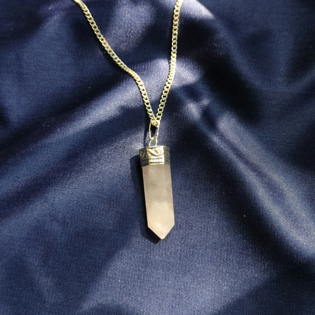 Rose quartz pencil pendant 