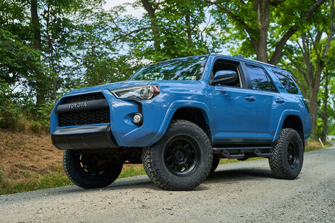2018 Toyota 4Runner TRD Pro
Eibach Pro Truck kit+ Rear Springs and Shocks

Durotrak Adjustable Track Bar, Rear

Method 316 Matte Black Wheels 17"x8.5" w/ Zero Offset

Nitto 285/70R17 Tire, Ridge Grappler - 217-710

Fluid Film Undercoating Service