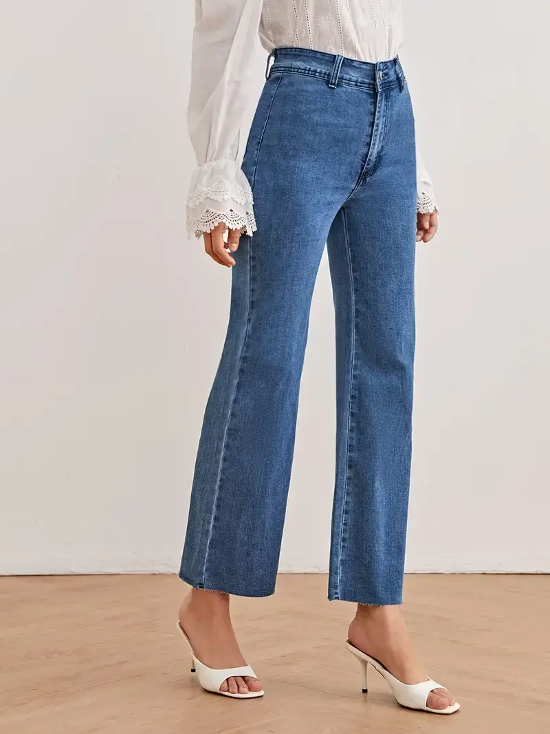 Thumbnail: High-Waisted Wide-Leg Cropped Women's Jeans