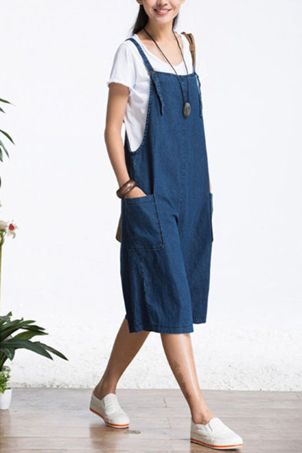 Thumbnail: Loose Casual Denim Overalls