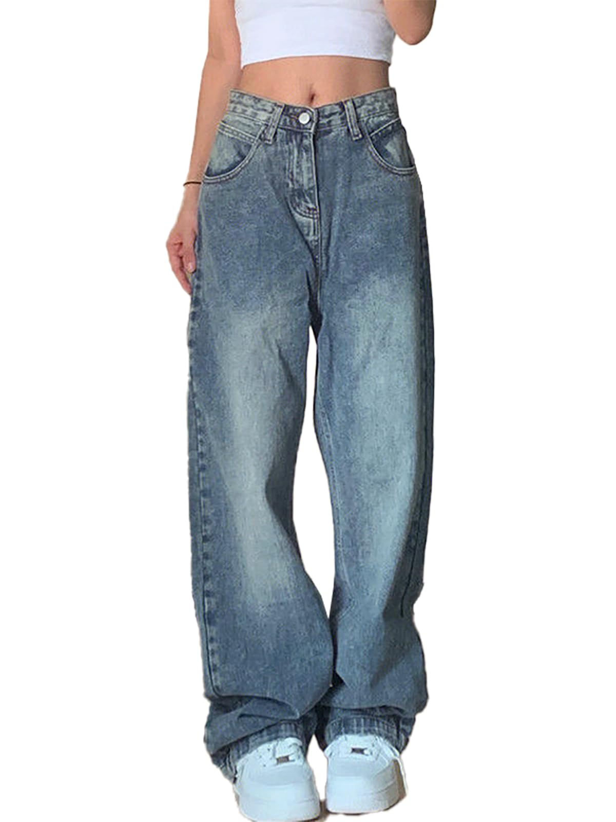 DUKBUBI Jeans for Women Wide Leg Baggy Jeans Low Waist Jeans for Women Vintage L