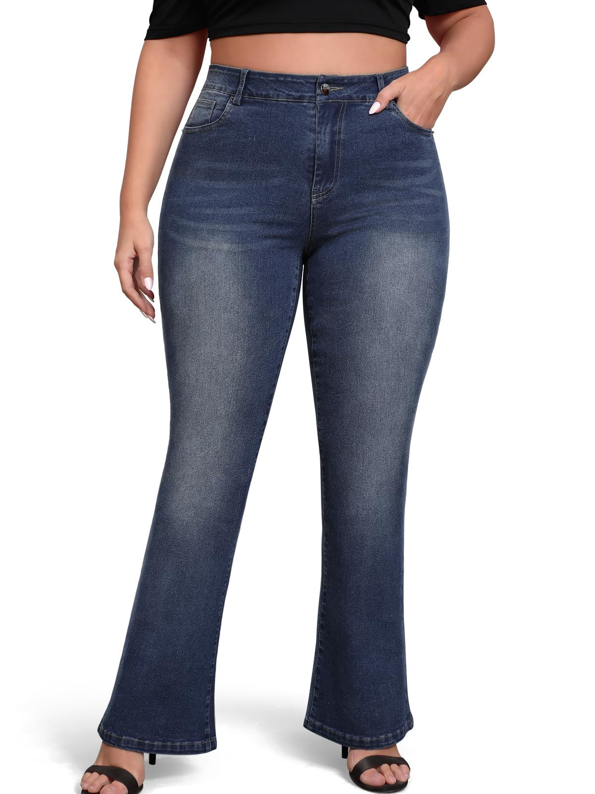 SQIQY Boot Cut Jeans for Woman Stretch Jeans with high Waisted & Plus Size Flare