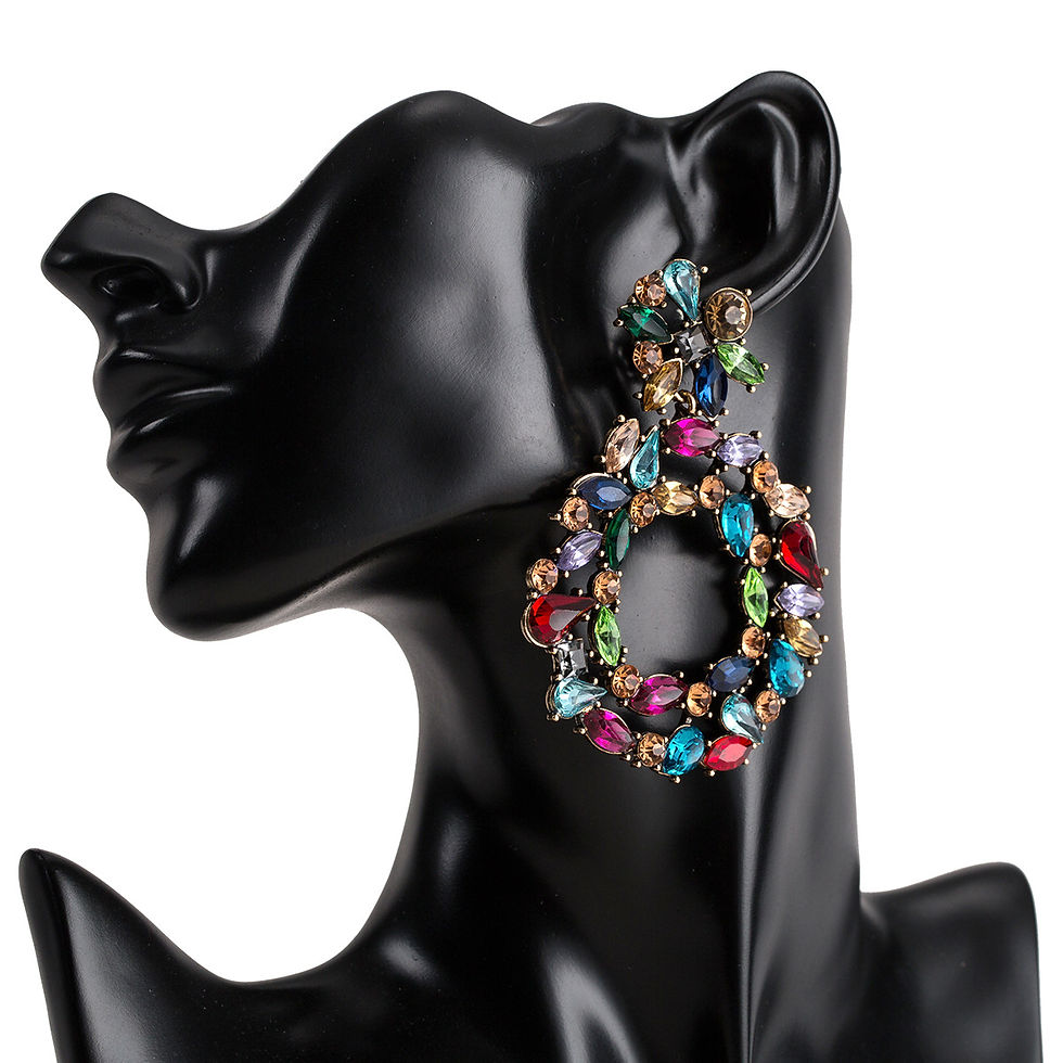 Thumbnail: Acrylic Earrings with Rhinestone Circular Design