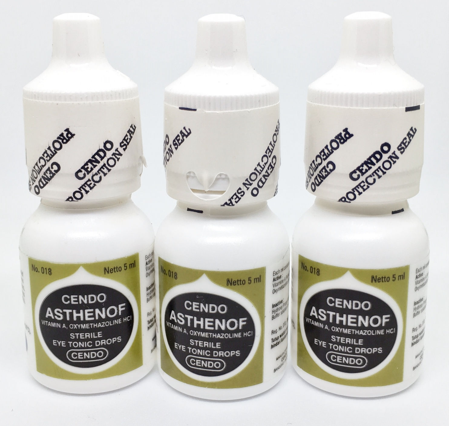 3 X Cendo Asthenof with Oxymetazoline HCI Long Lasting Relief Eye Drops