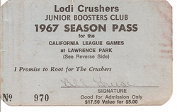 1967 Lodi Crushers Season Pass