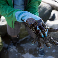 Oil Covered Rubber Gloves
