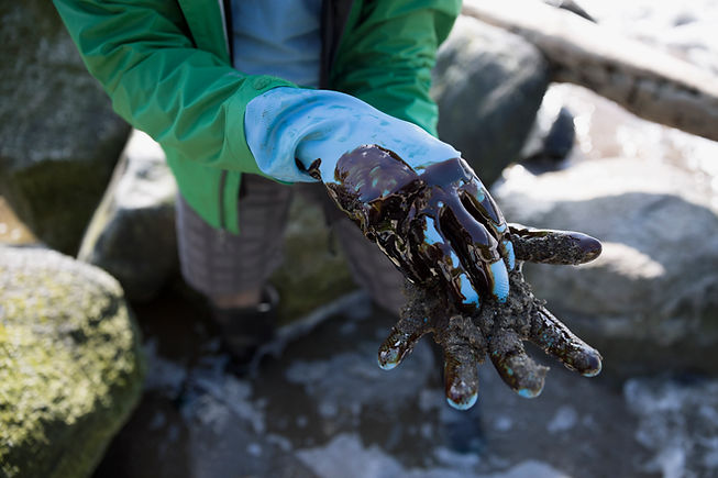 Oil Covered Rubber Gloves
