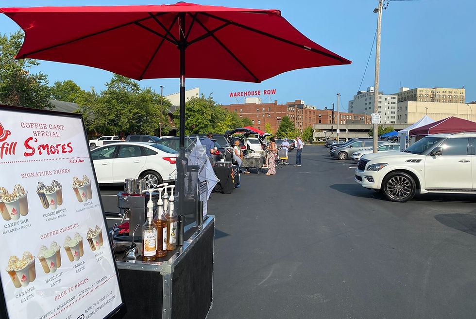 Refill Coffee Cart providing Caffeinated Catering for a group of clients & product representatives in Chattanooga, Tennessee.