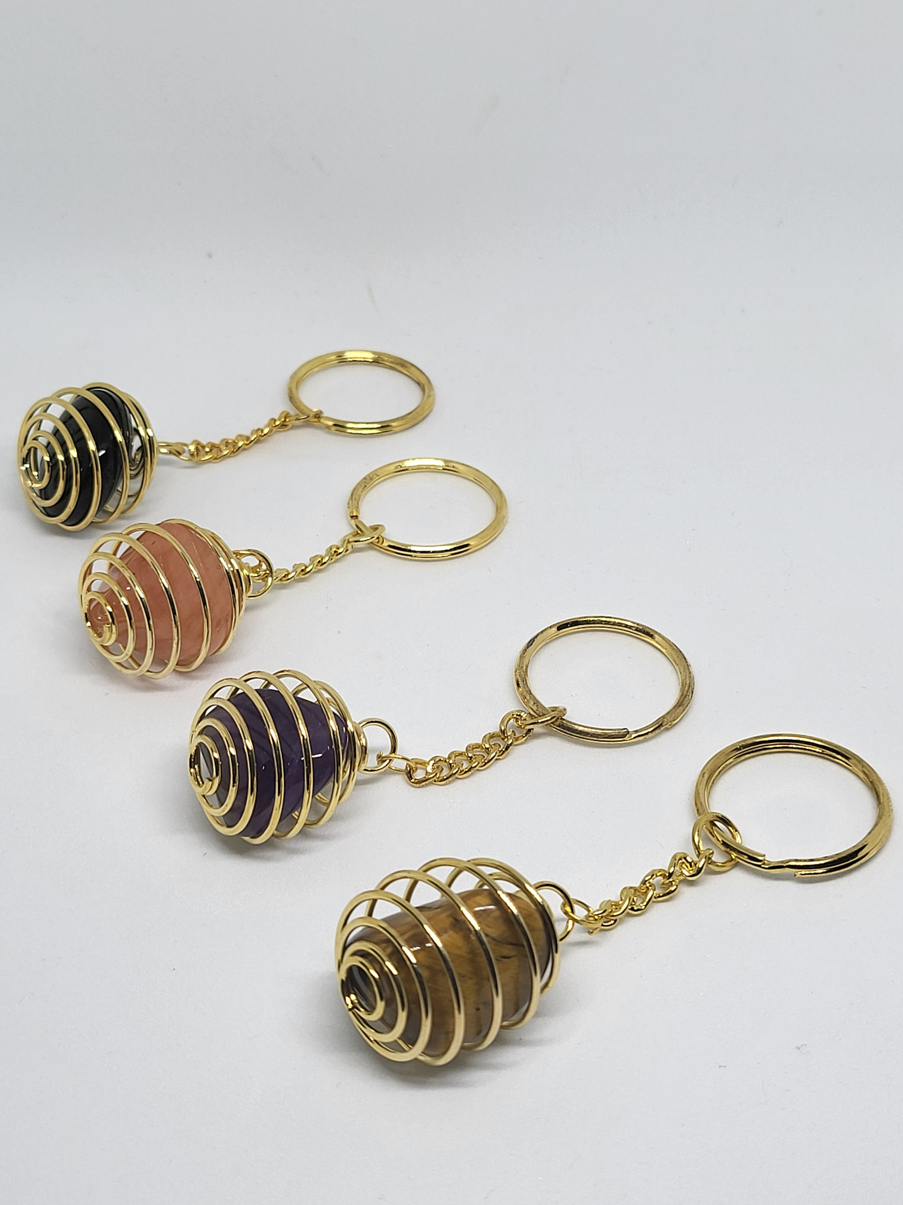 Spiral keyring with choice of crystal