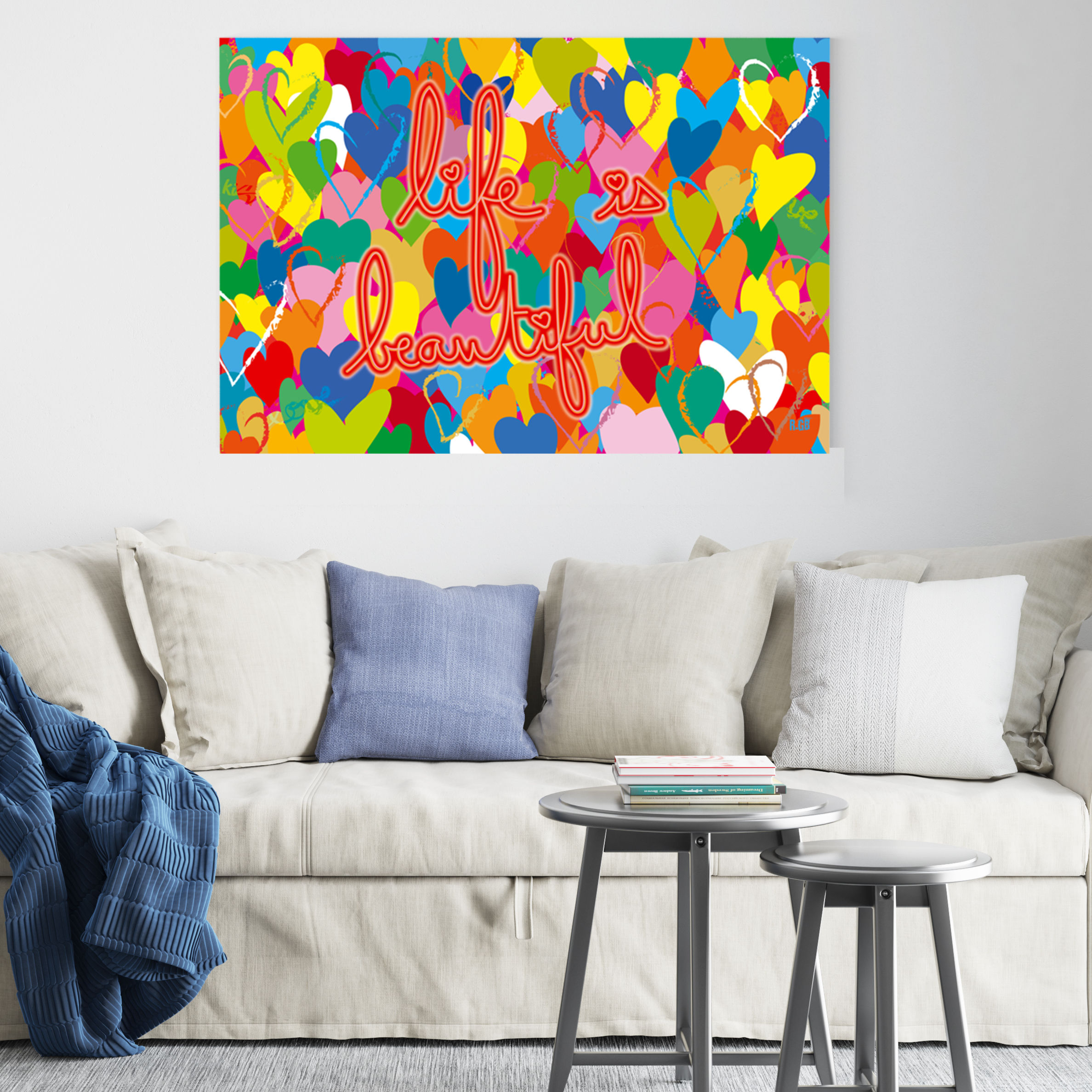 Life is Beautiful, Pop Art. Tableau pour décoration murale.