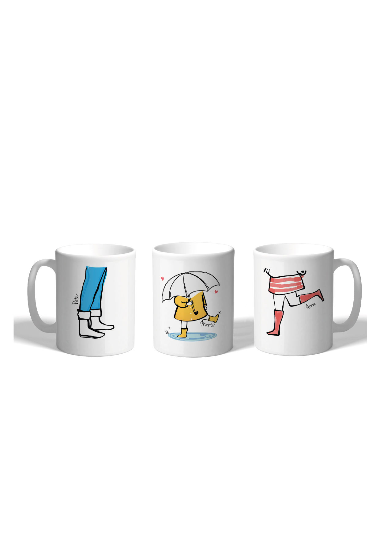 Trio de mugs - Couple + enfant 'jambes'