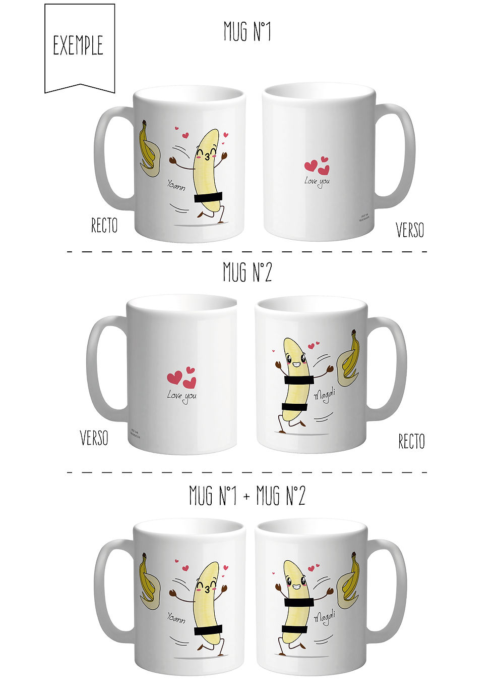 Miniature : Duo de Mugs - Couple bananes