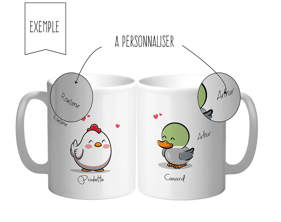Miniature : Duo de Mugs - Couple Mon loup, ma poulette, mon poussin...