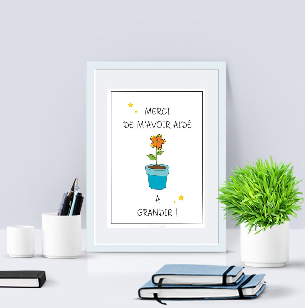Affiche - Ecole - Merci de m'avoir aidé à grandir - Format A4