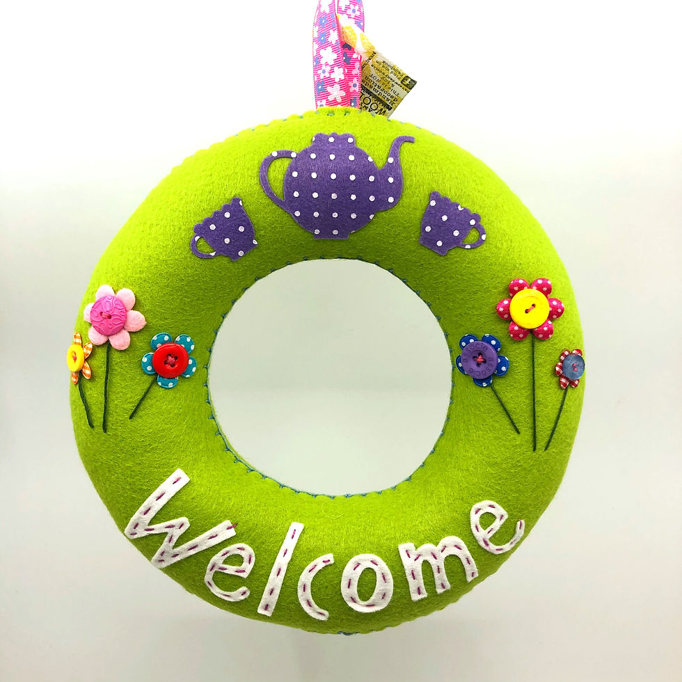 Lime Green 'Welcome' Wreath