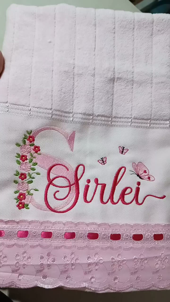 Miniatura: Toalha Personalizada com Nome, desenho e barrado (Toalha aveludada)
