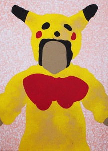 Carnival Party (Pikachu), 2020, collage e acrilico su tela, 70 x 50 cm, euro 500.jpg