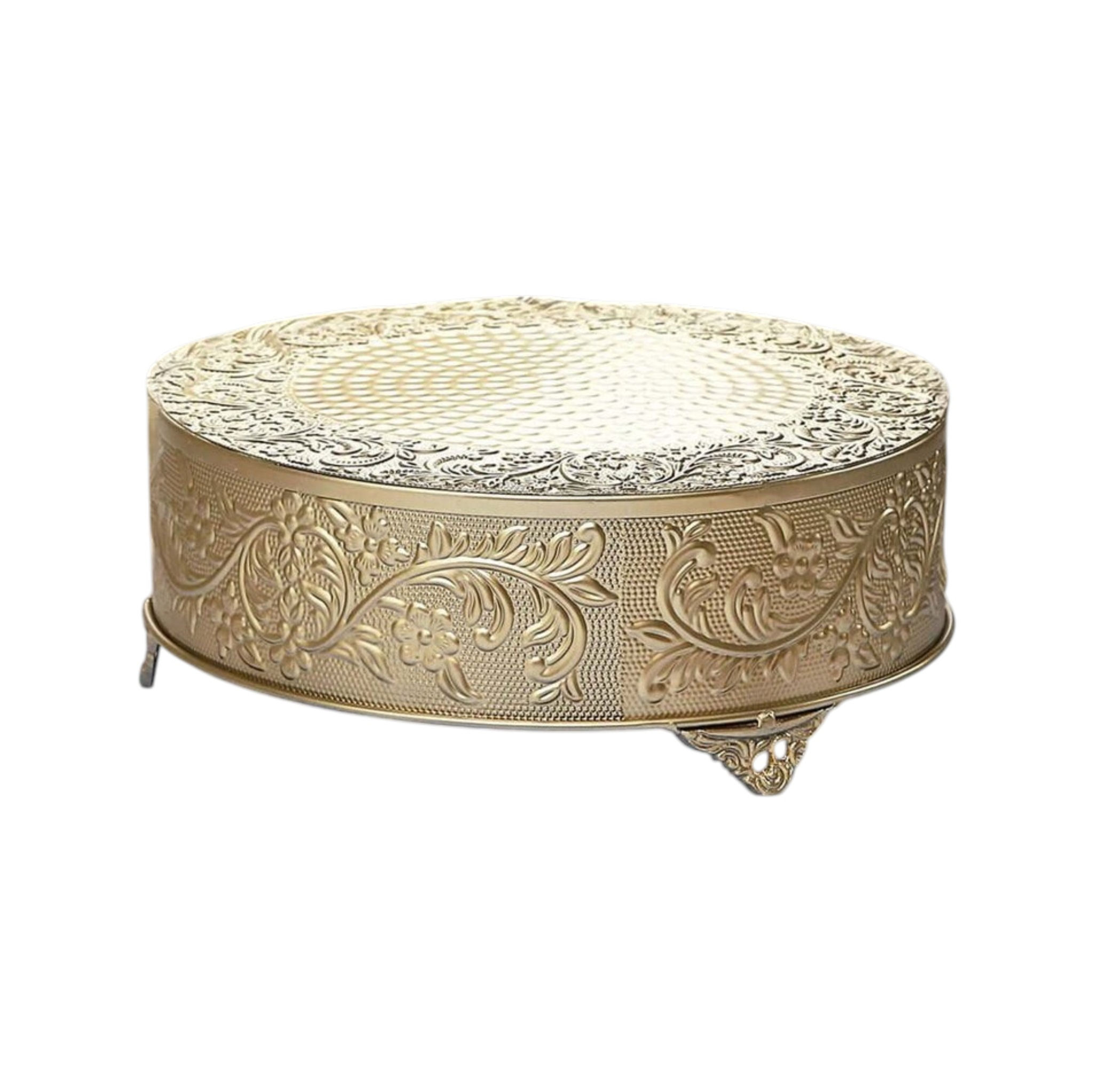 14" Gold Embossed Cake Stand