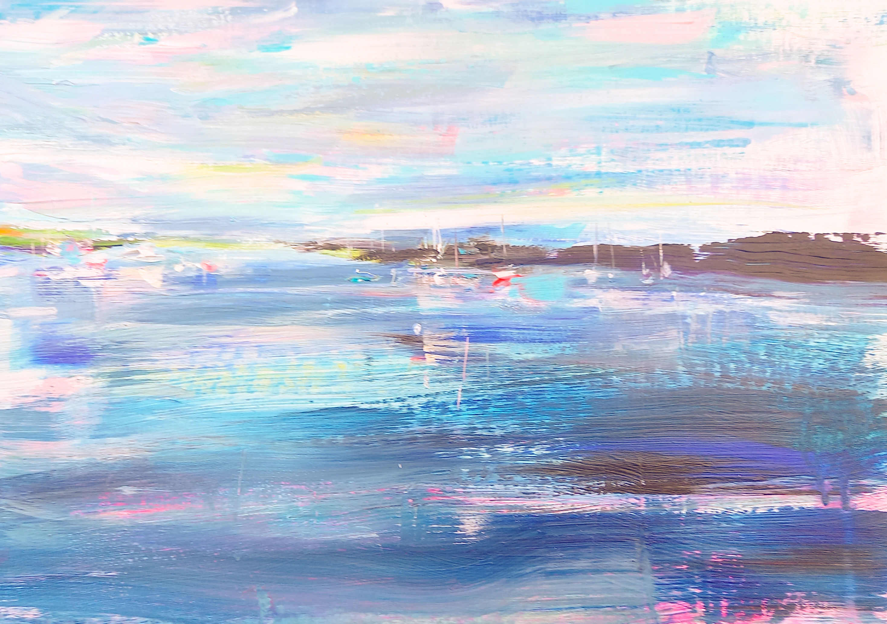 Calm anchorage with red yacht