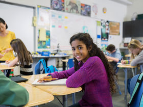 A female student in Chinese class in Hong Kong