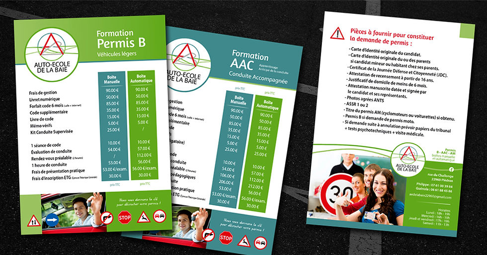 supports publicitaire pour auto-ecole