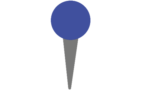 Runde Comic-Pinnnadel mit dunkelblauem Kopf