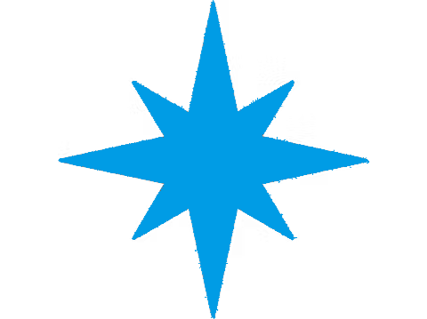 Hellblauer, achtstrahliger Comic-Stern