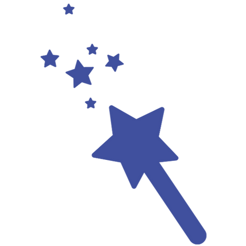 Dunkelblauer Comic-Zauberstab mit Funkeln