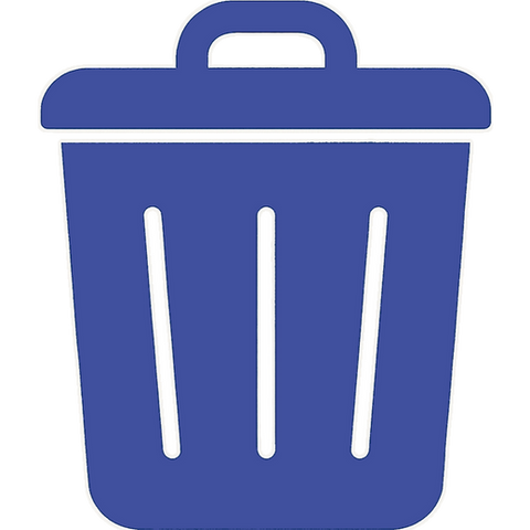 Dunkelblauer Comic-Mülleimer mit Deckel