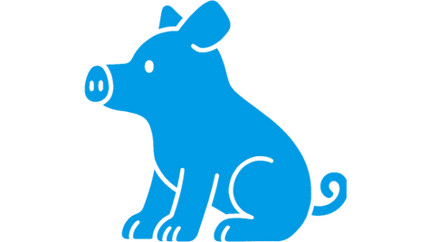 Hellblauer Comic-Schweinehund