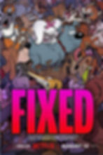 Poster for 'Fixed' - a pile of dogs