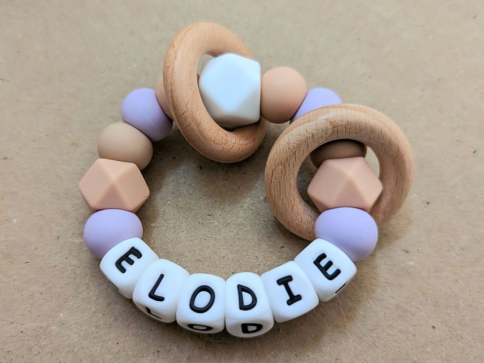 Thumbnail: Personalised Teething Toy - Nudes,Peach & Lavender
