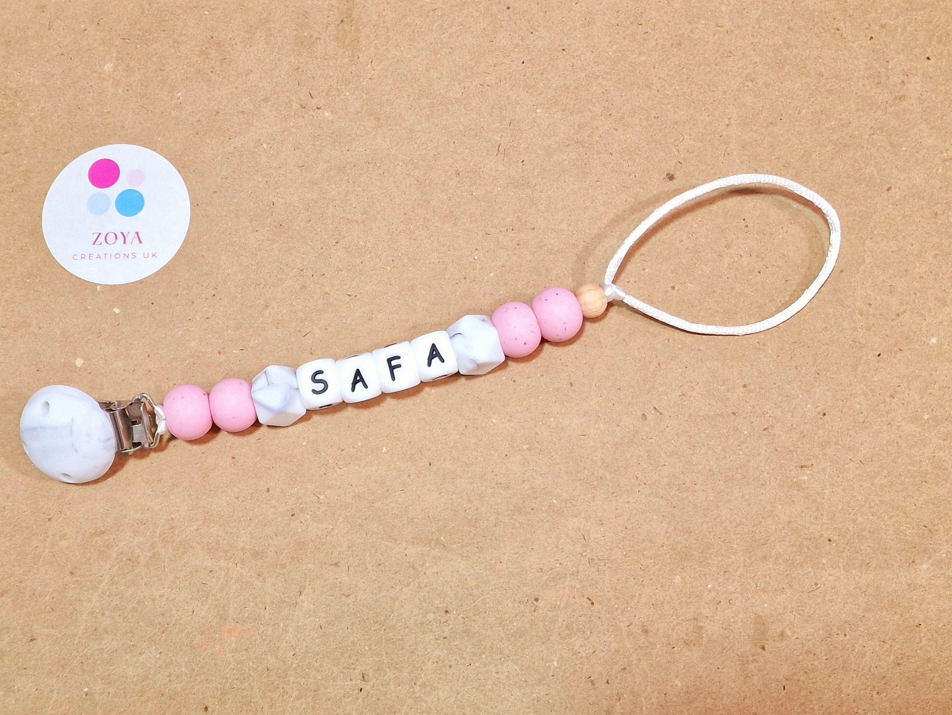 Personalised Dummy Clip -Speckled Pink