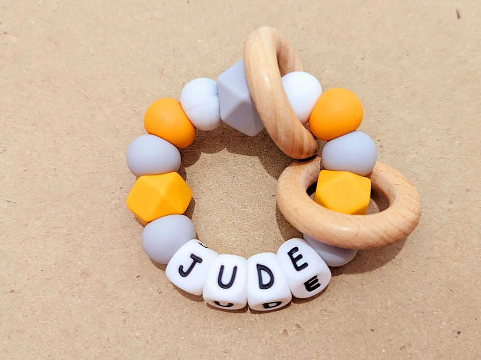 Thumbnail: Personalised Teething Toy - Mango & Light Grey