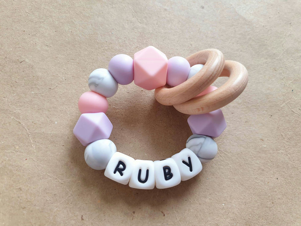 Thumbnail:  Personalised Teething Toy - Pastel Lavender Hex & Marble