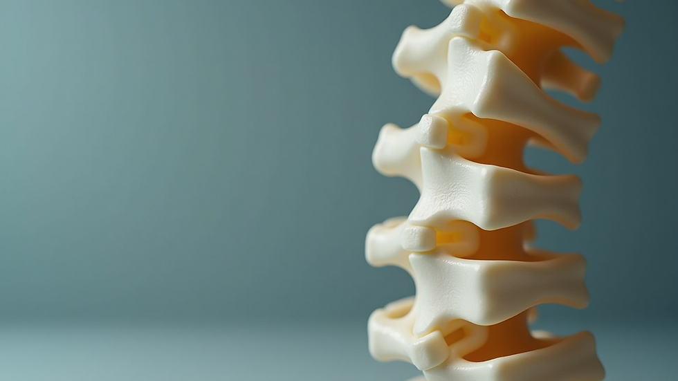 Close-up view of a spine model showing lumbar vertebrae