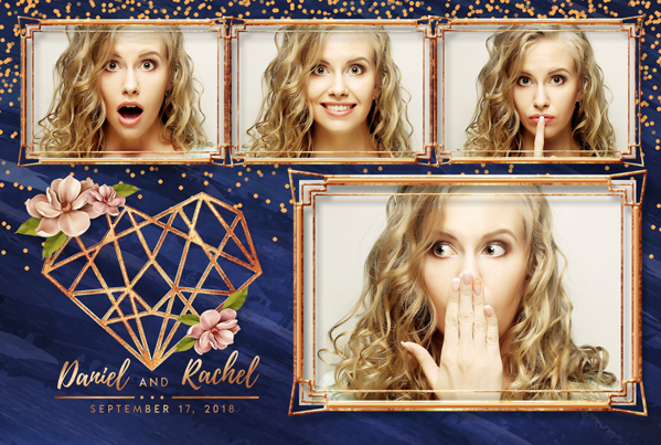 geometric heart 4pic postcard